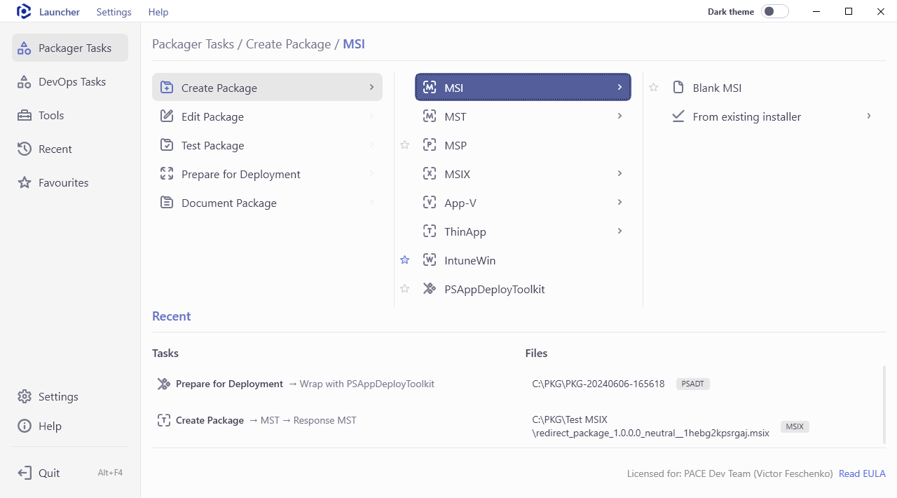 PACE Suite Launcher